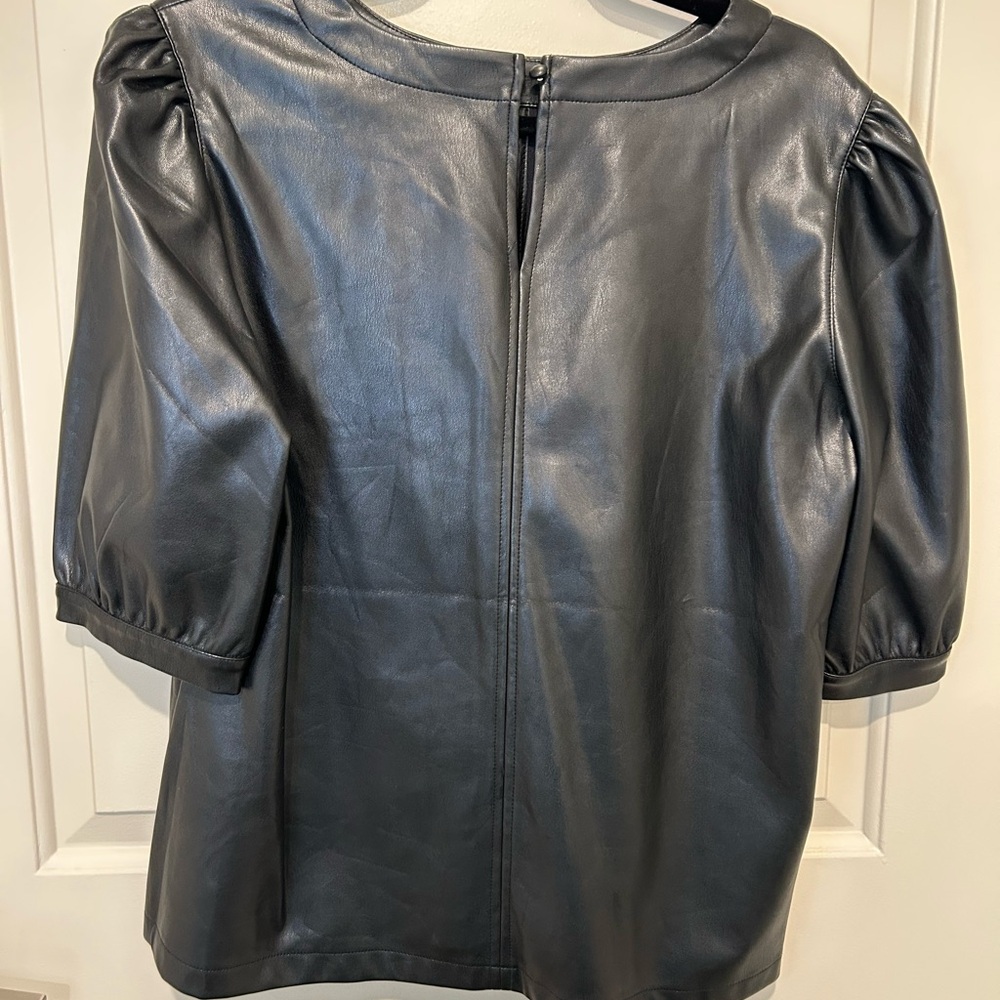 BB Dakota Steve Madden Faux Leather Puff Sleeve Top - Picture 3 of 3